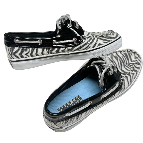 Sperry Top-Sider Bahama 2-Eye Boat Shoes Zebra Print Sequins US 7 NEW - Picture 7 of 11